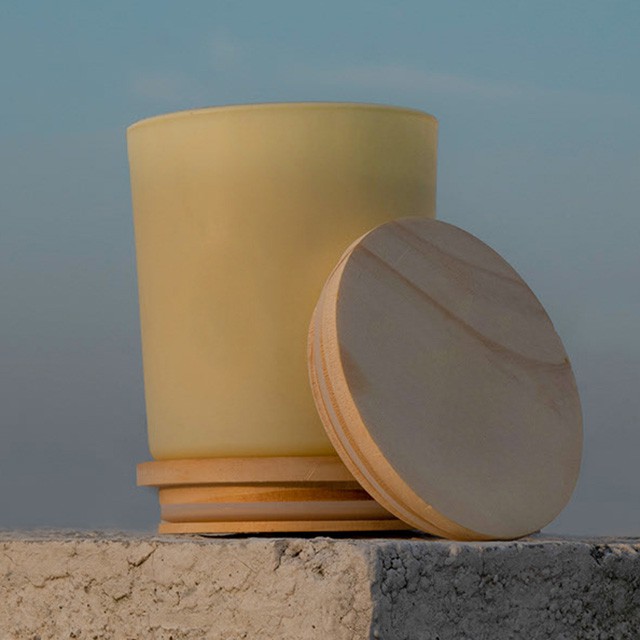 彩色香薰蠟燭玻璃杯帶松木(mù)蓋